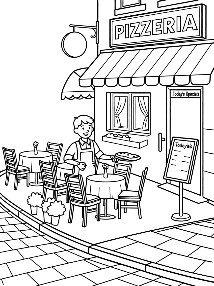 (Italy) A pizzeria with tables outside