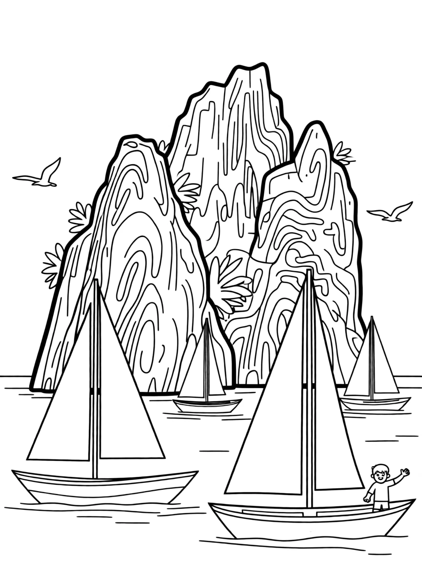 (Italy) A scene of Capri with boats and cliffs