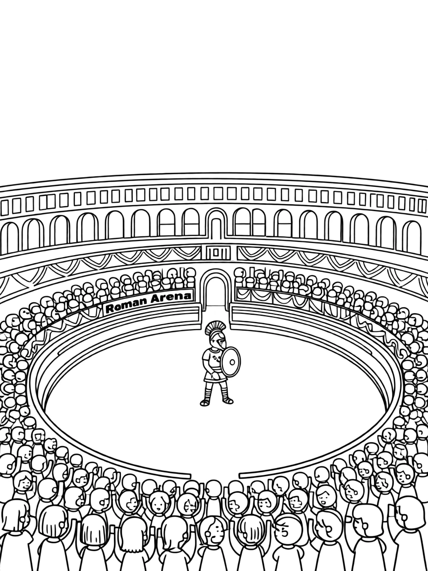 (Italy) A Roman arena filled with cheering crowds