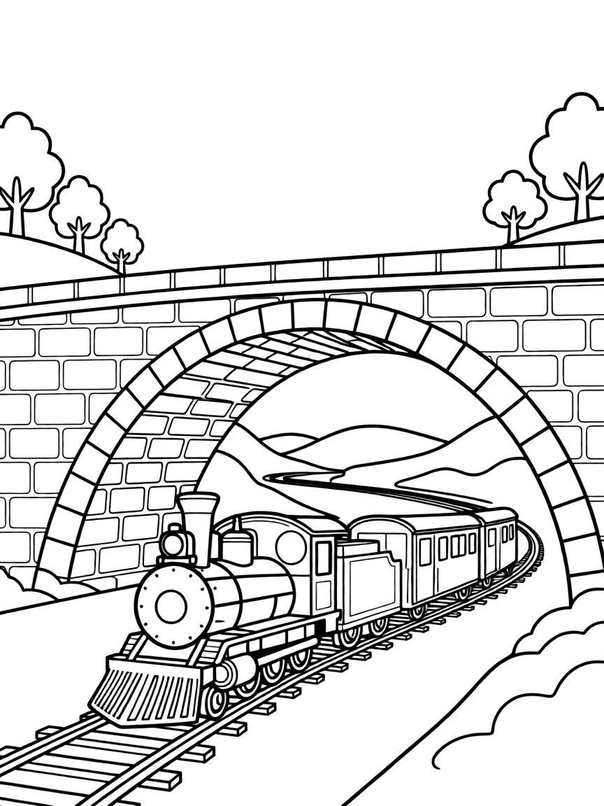 (Italy) A train going under an arched bridge