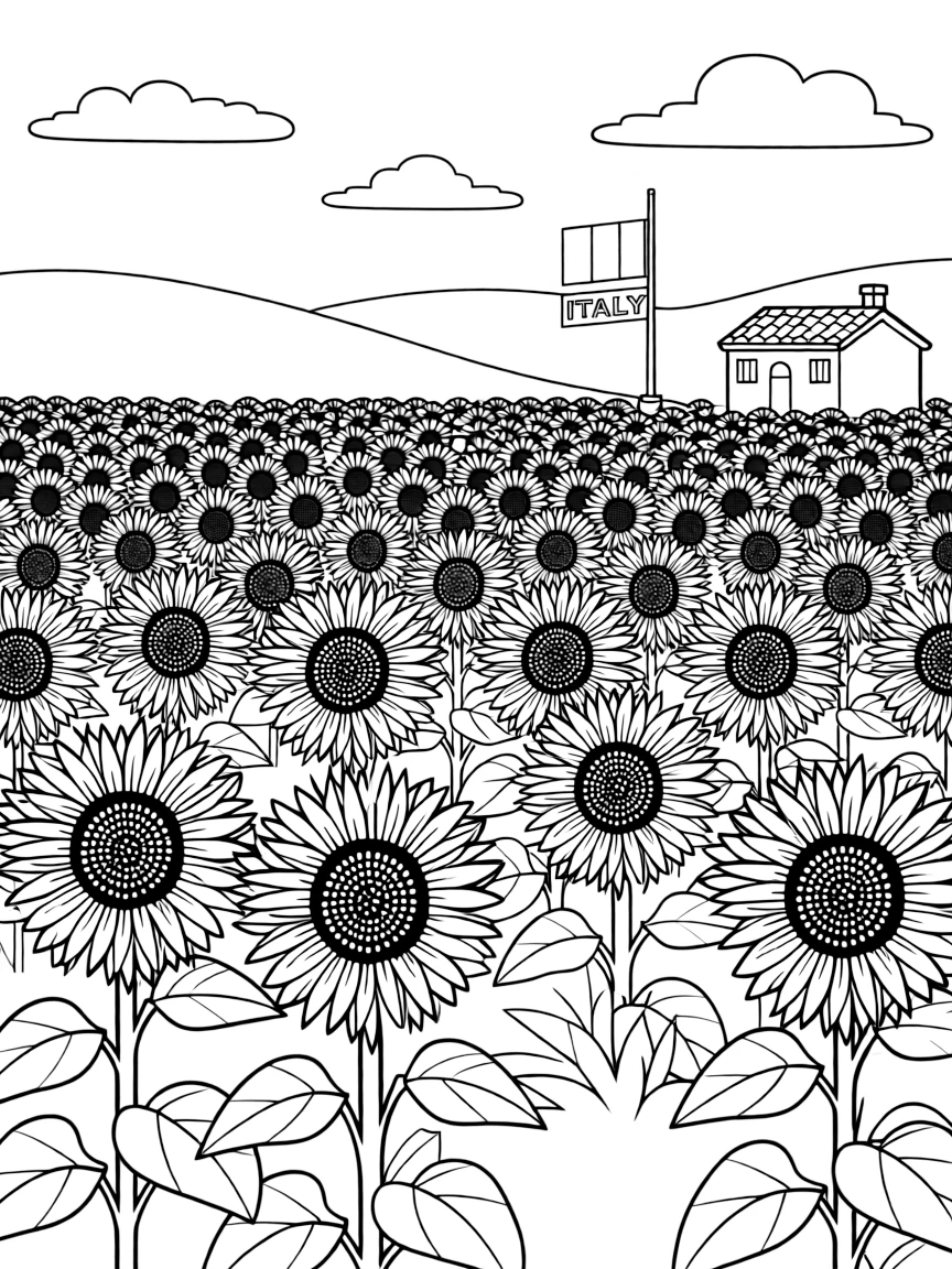 (Italy) A field of sunflowers in Italy