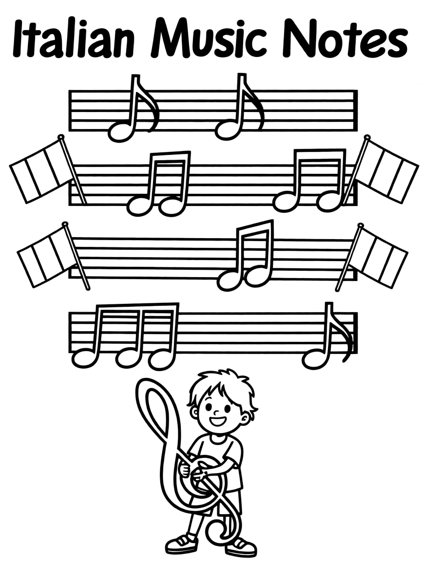 (Italy) An Italian music note sheet