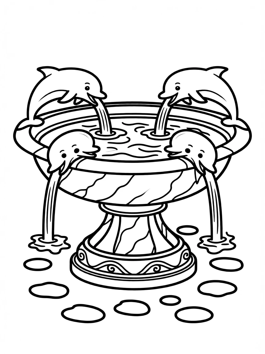 (Italy) A marble fountain with dolphins