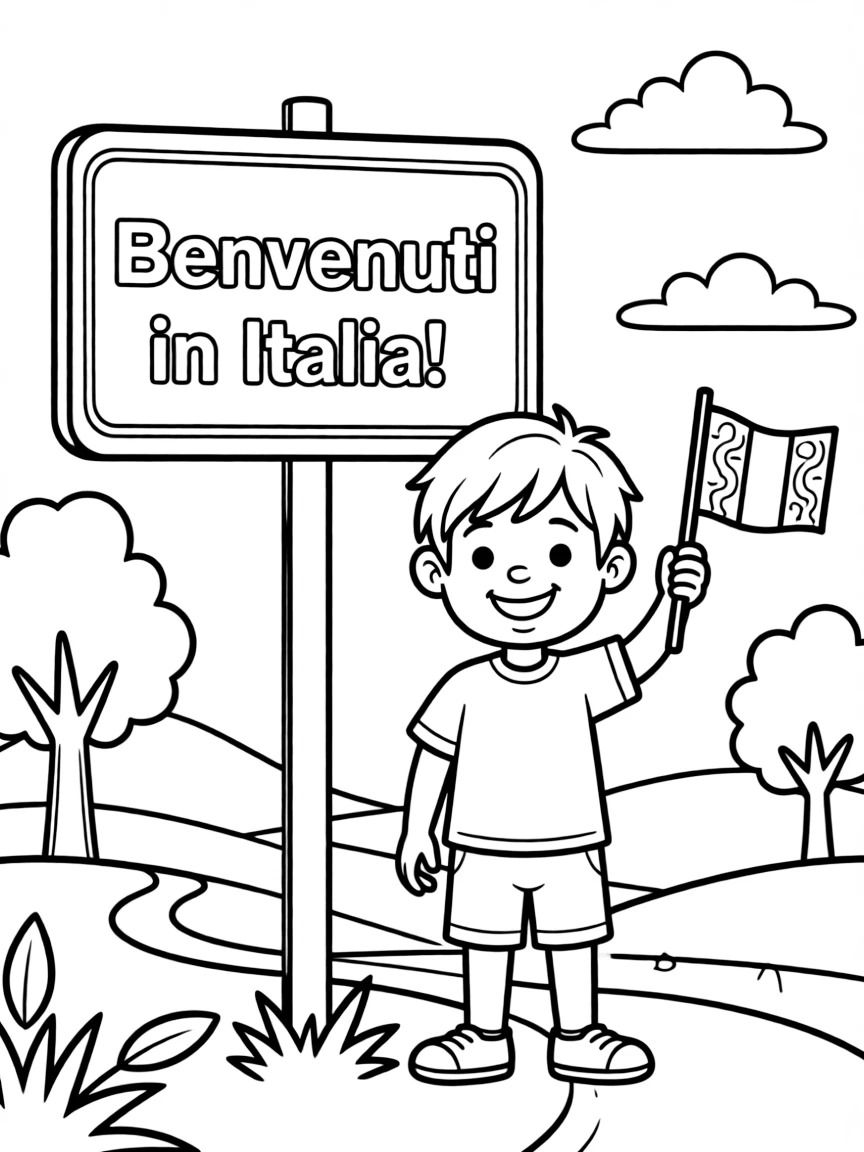 (Italy) A sign that says "Benvenuti in Italia!"