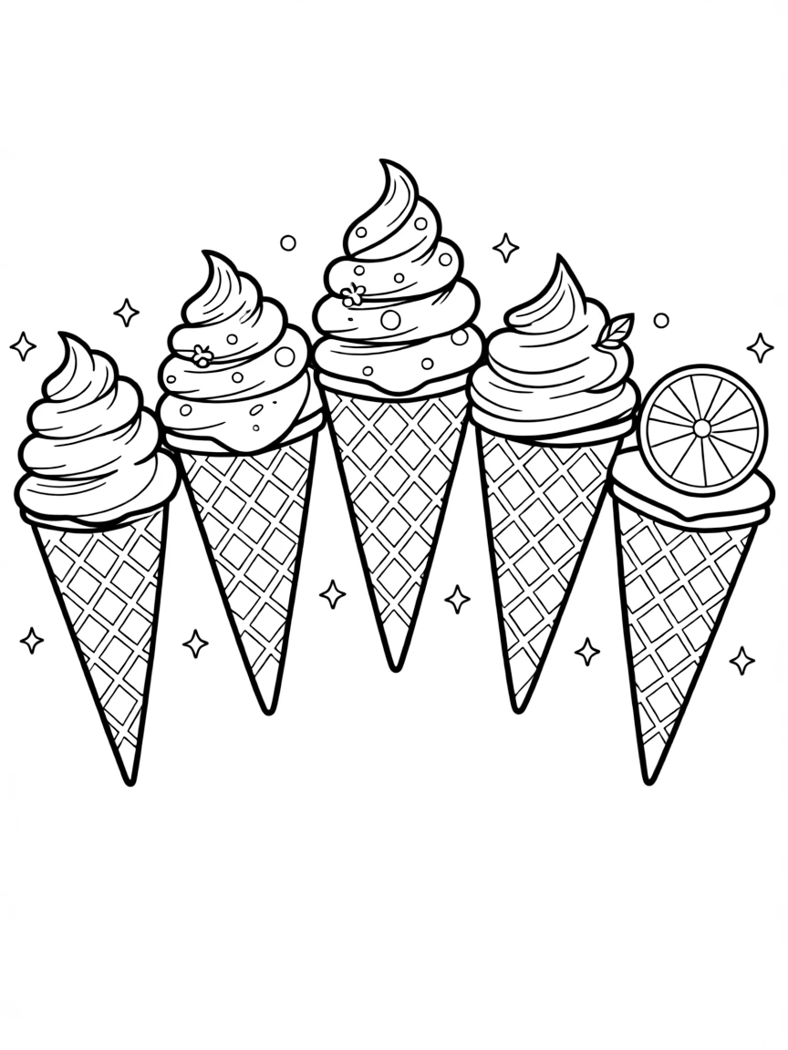 (Italy) A set of gelato cones in different flavors