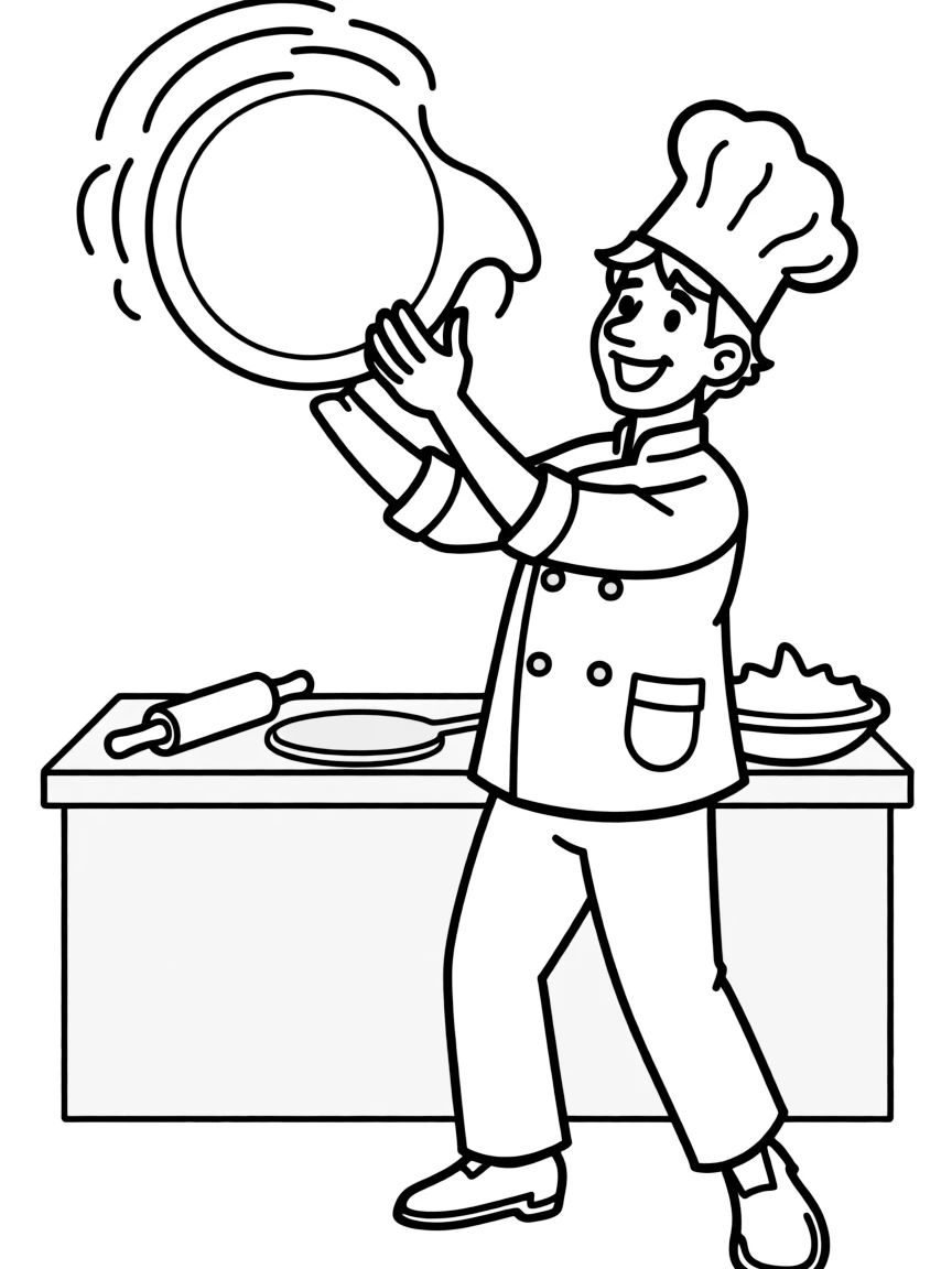 (Italy) A chef tossing pizza dough in the air