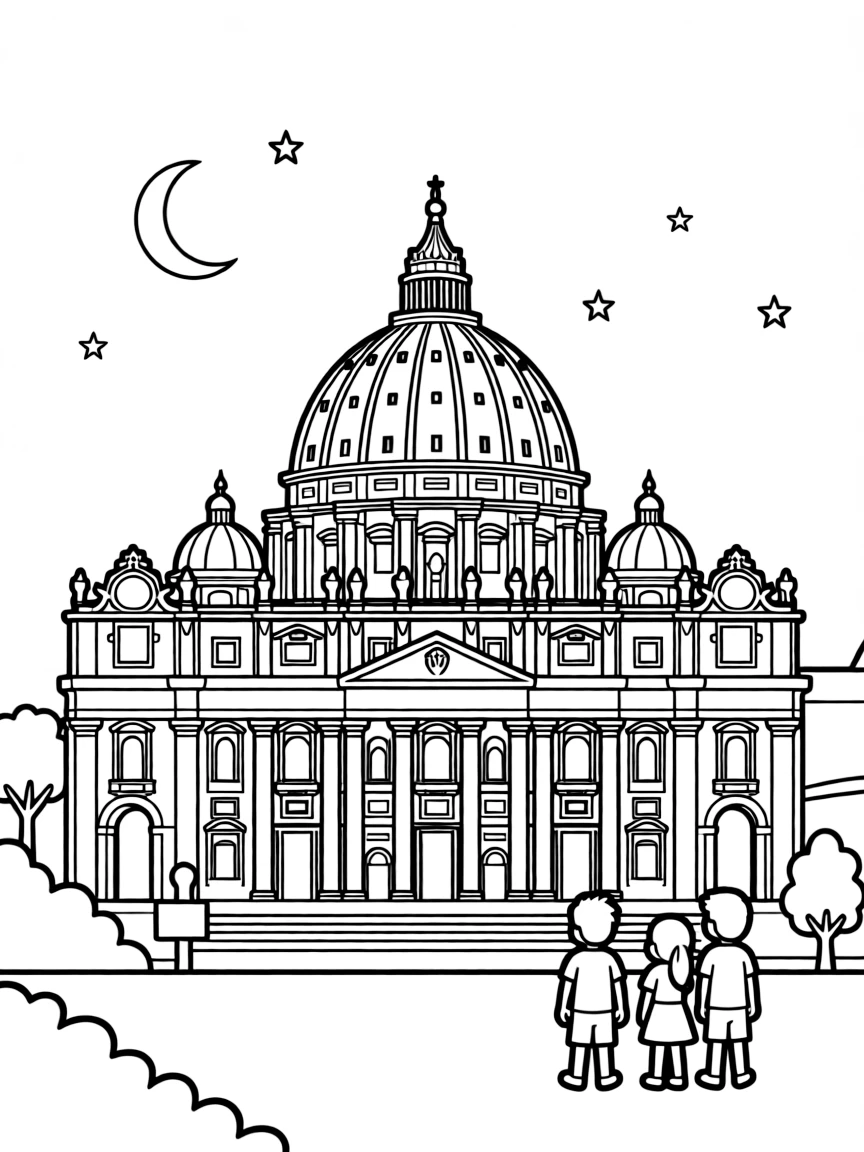 (Italy) A nighttime view of the Vatican