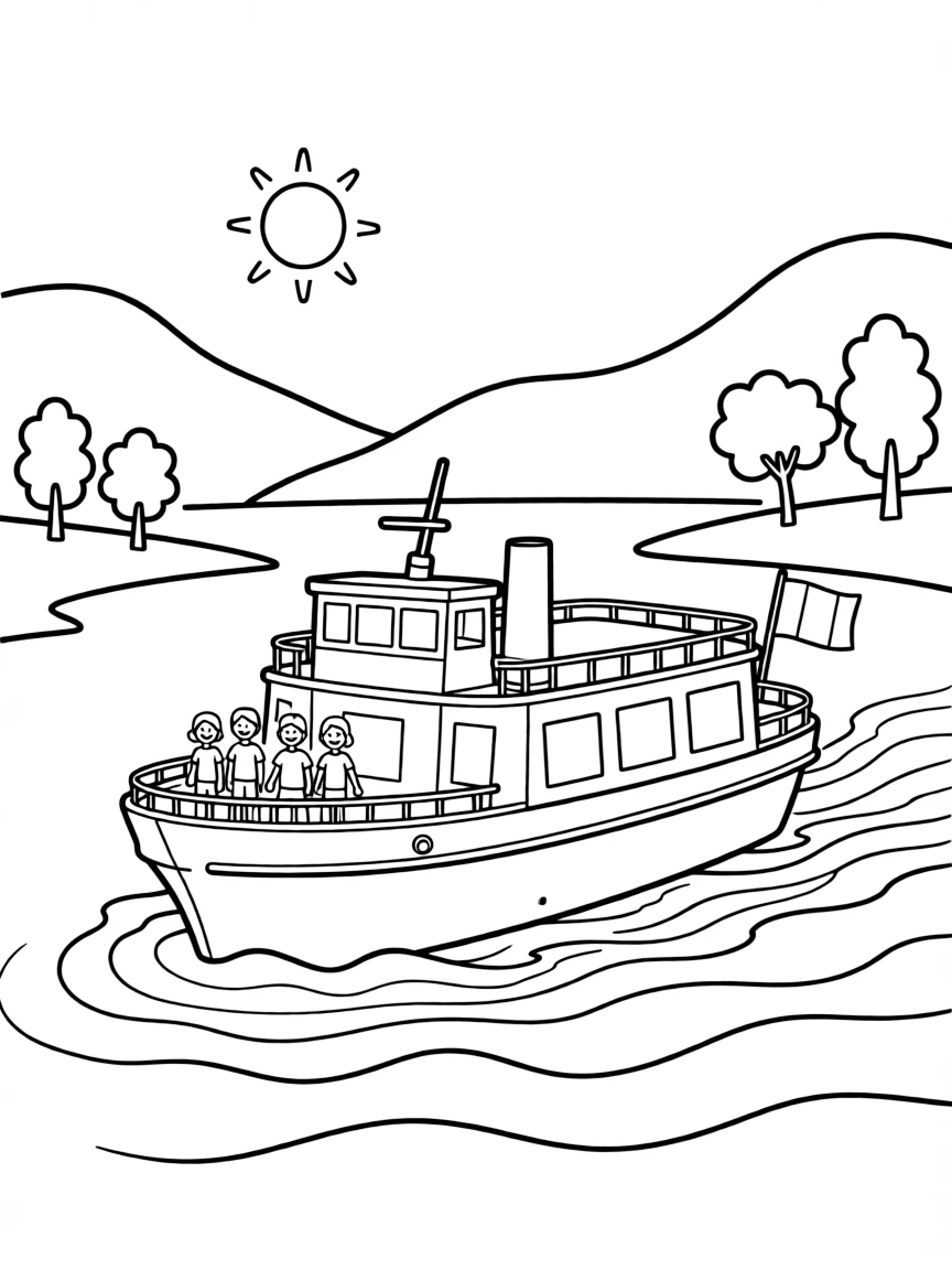 (Italy) A ferry boat crossing an Italian lake