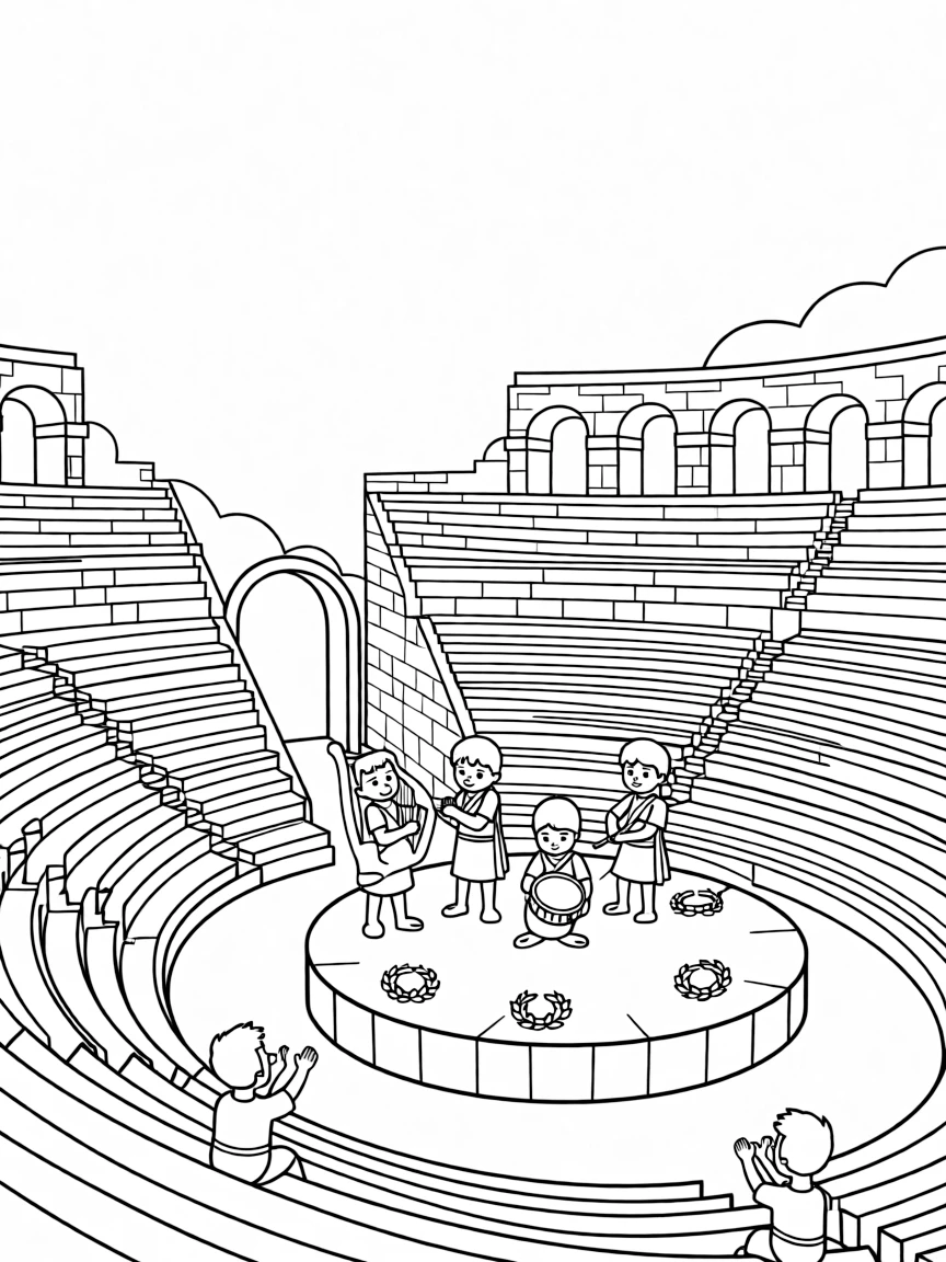 (Italy) A music stage in a Roman amphitheater