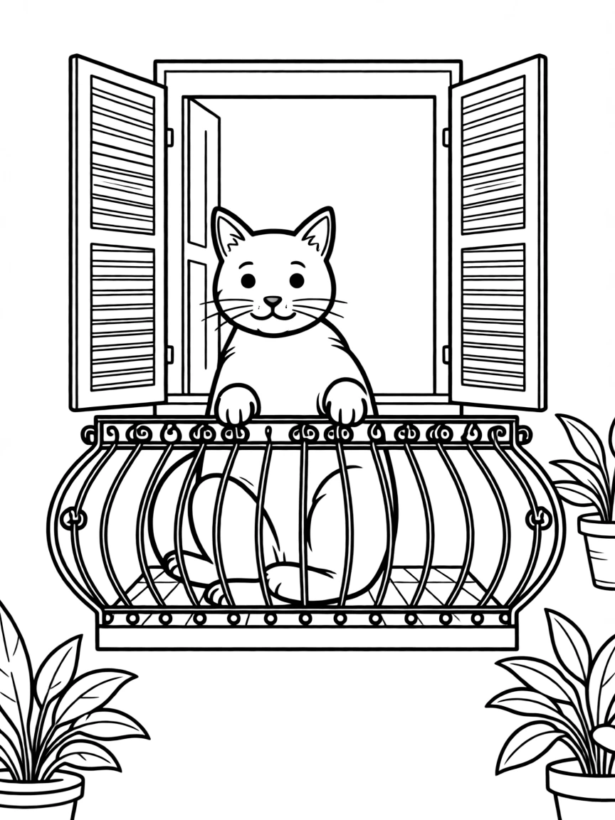 (Italy) A cat sitting on a balcony rail