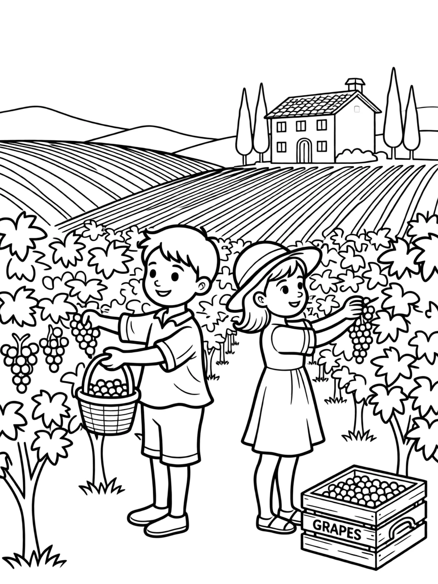 (Italy) A vineyard during grape harvest