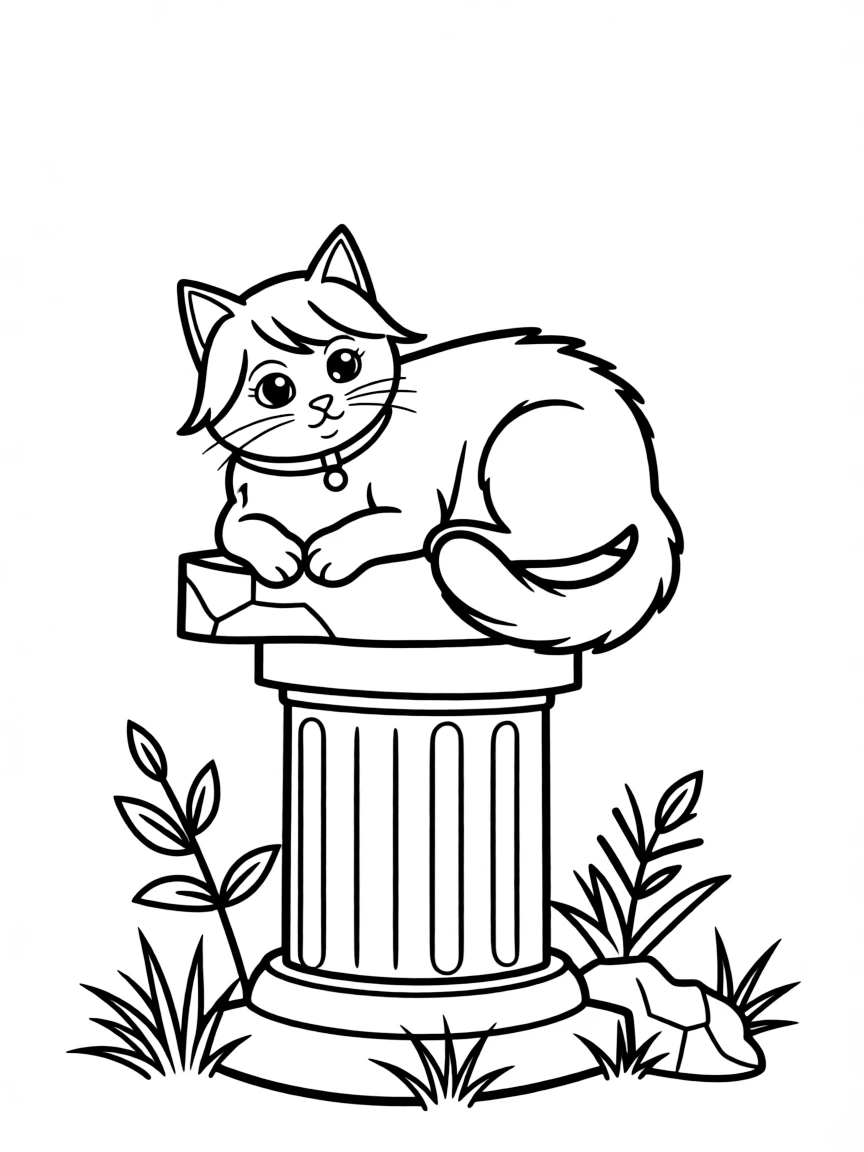 (Italy) A cat resting on a Roman ruin