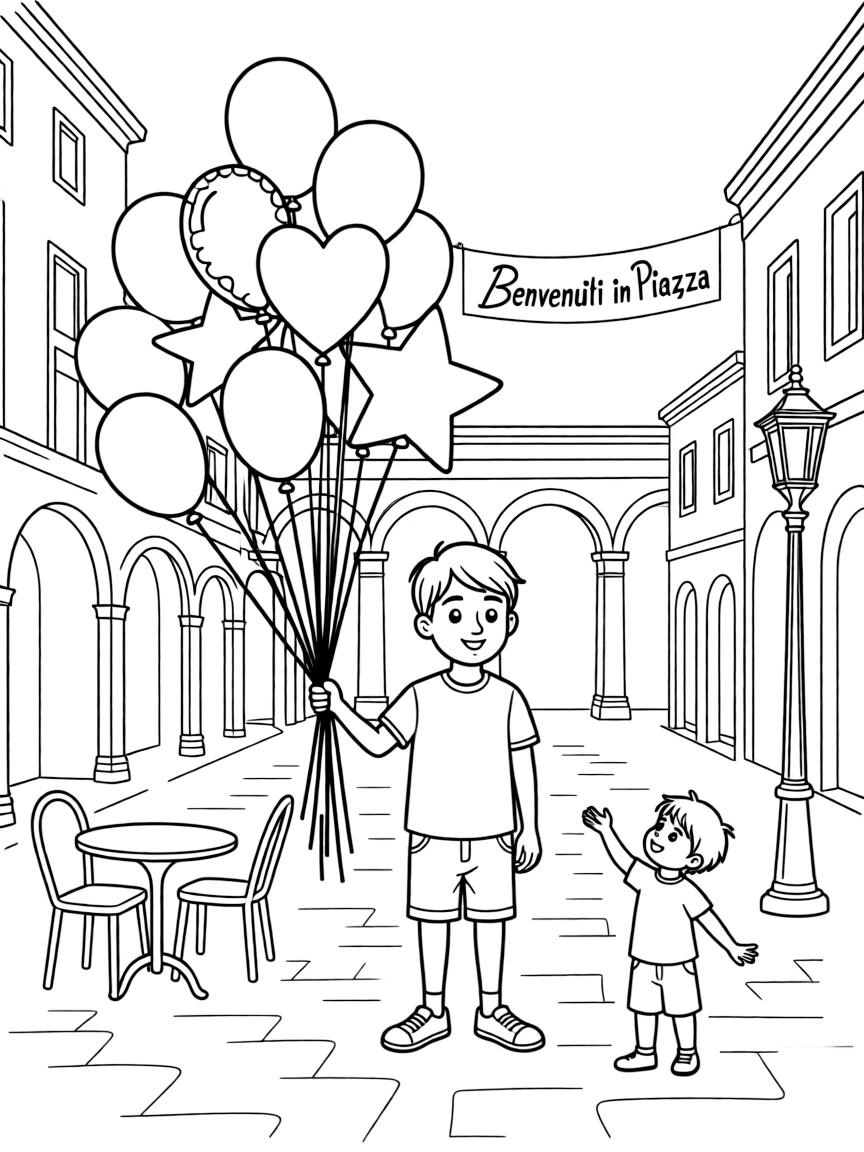 (Italy) A balloon seller in a piazza