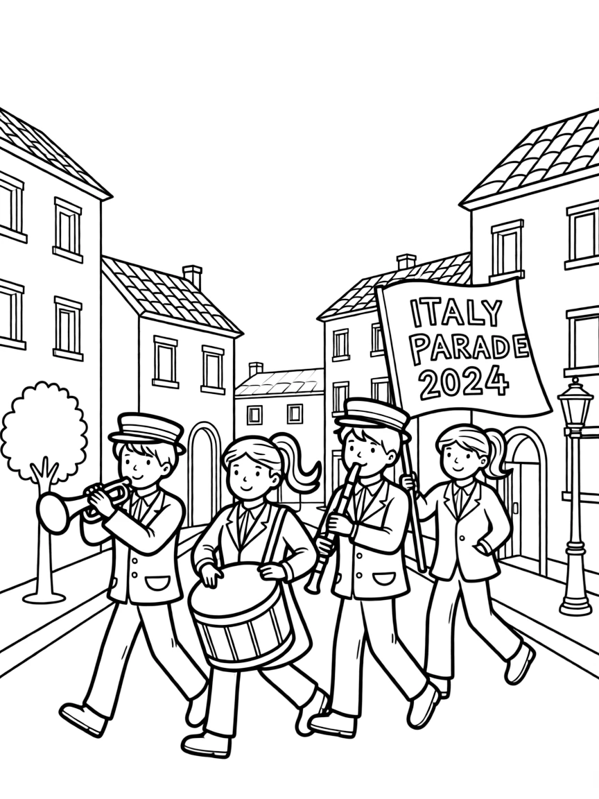 (Italy) A parade band in an Italian town