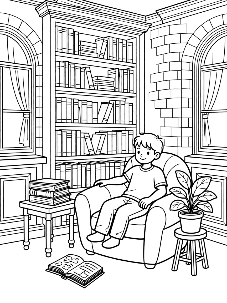 (Italy) A cozy reading nook in an old Italian library
