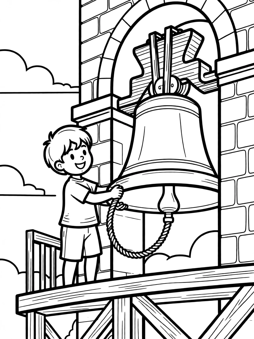 (Italy) A child ringing a large church bell