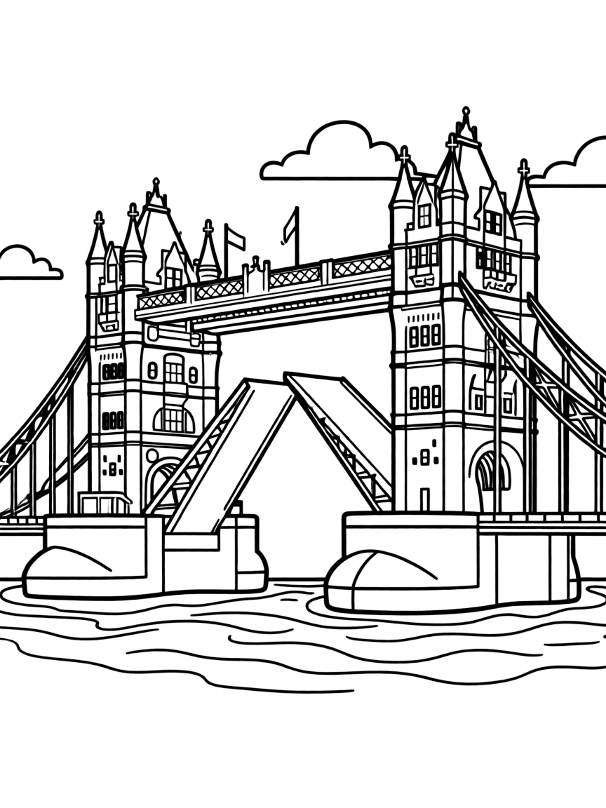 (UK, United Kingdom) Tower Bridge with twin towers and opening drawbridge mechanism