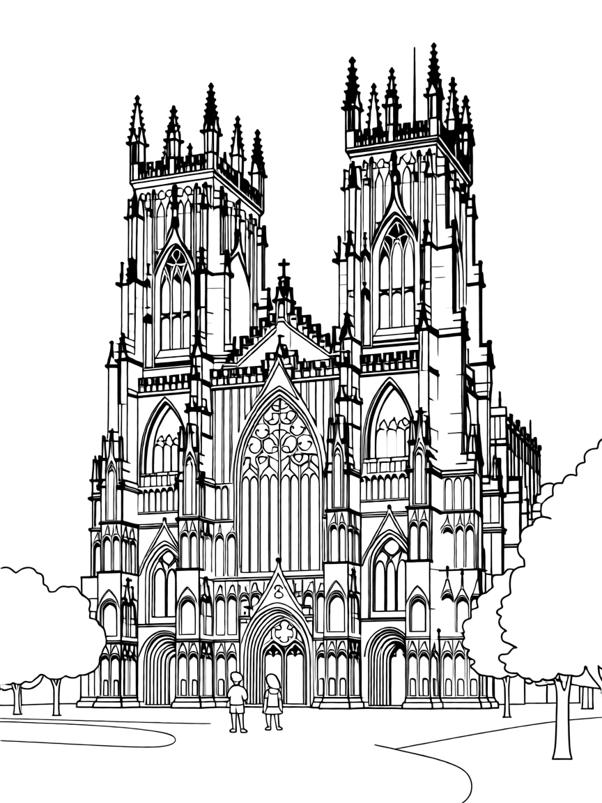 (UK, United Kingdom) York Minster cathedral with twin western towers