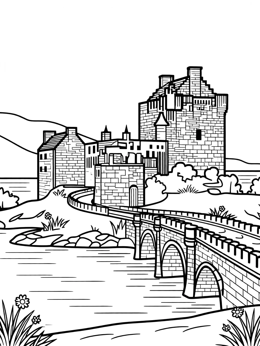(UK, United Kingdom) Eilean Donan Castle on small island with bridge