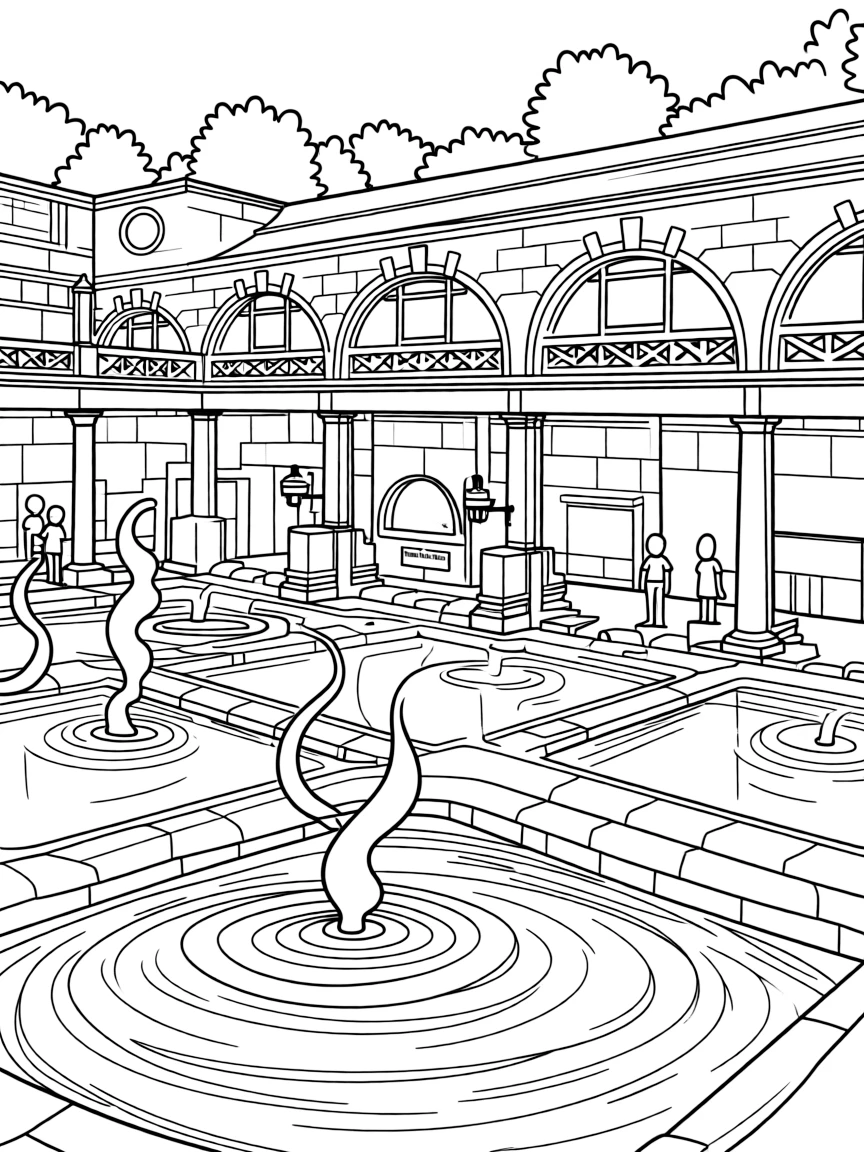 (UK, United Kingdom) Roman Baths in Bath with steaming pools