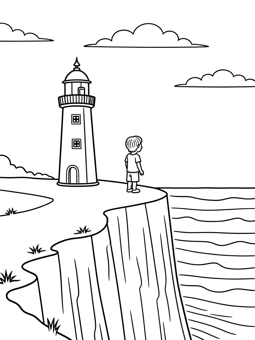 (UK, United Kingdom) White Cliffs of Dover with lighthouse