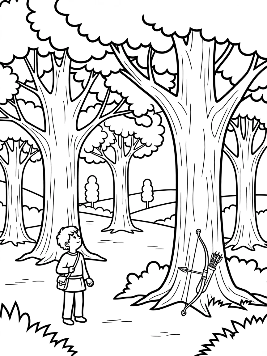 (UK, United Kingdom) Sherwood Forest with ancient oak trees