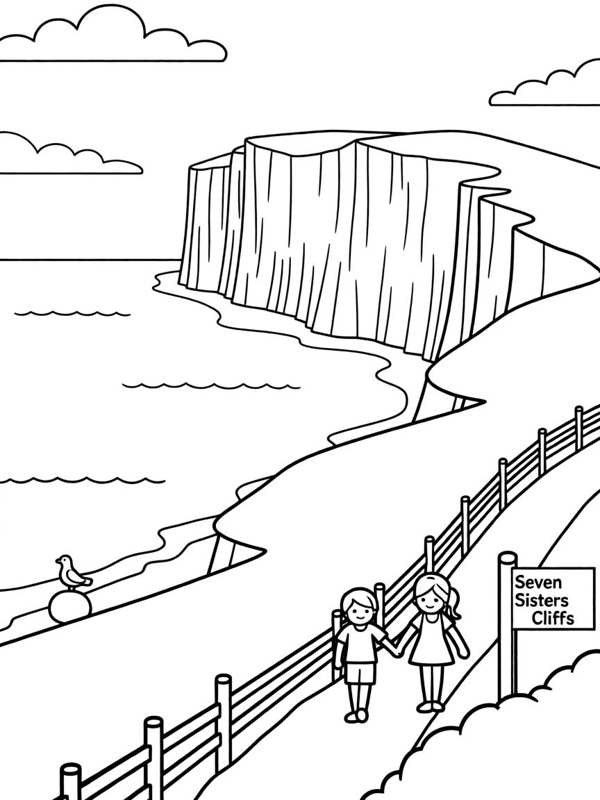 (UK, United Kingdom) Seven Sisters chalk cliffs by the sea
