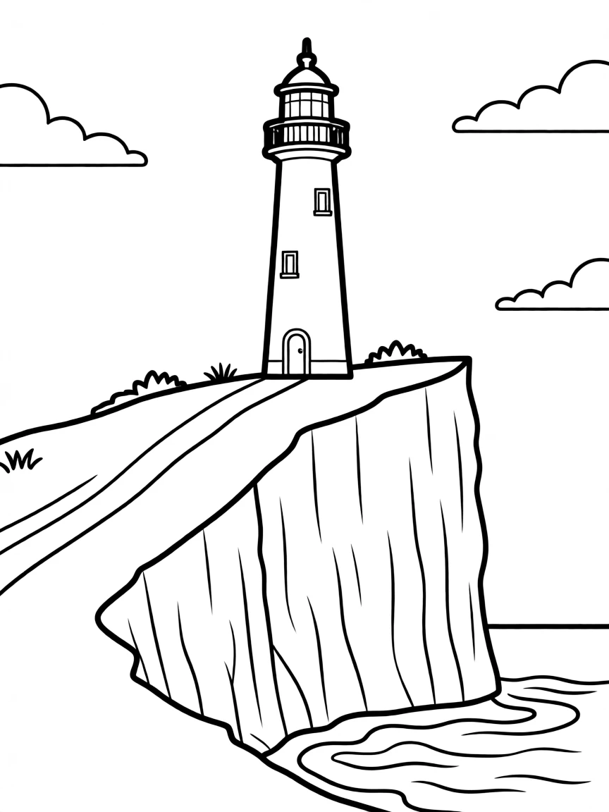(UK, United Kingdom) Beachy Head lighthouse on white cliff