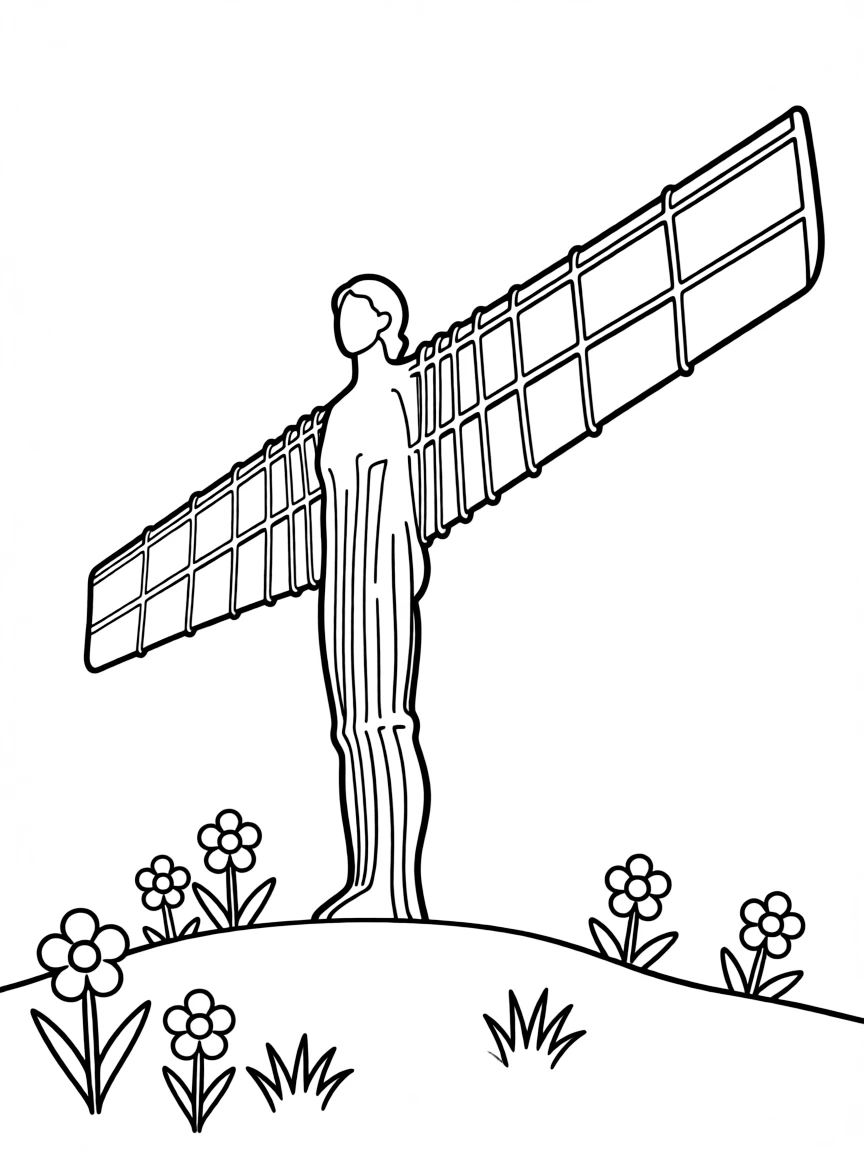 (UK, United Kingdom) Angel of the North sculpture with outstretched wings