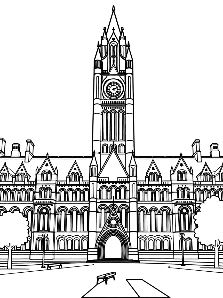 (UK, United Kingdom) Manchester Town Hall with Gothic clock tower