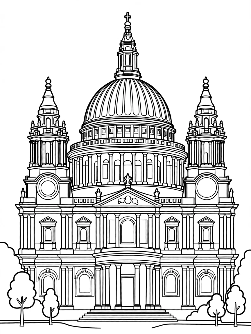 (UK, United Kingdom) St. (UK, United Kingdom) Paul's Cathedral dome and twin baroque towers