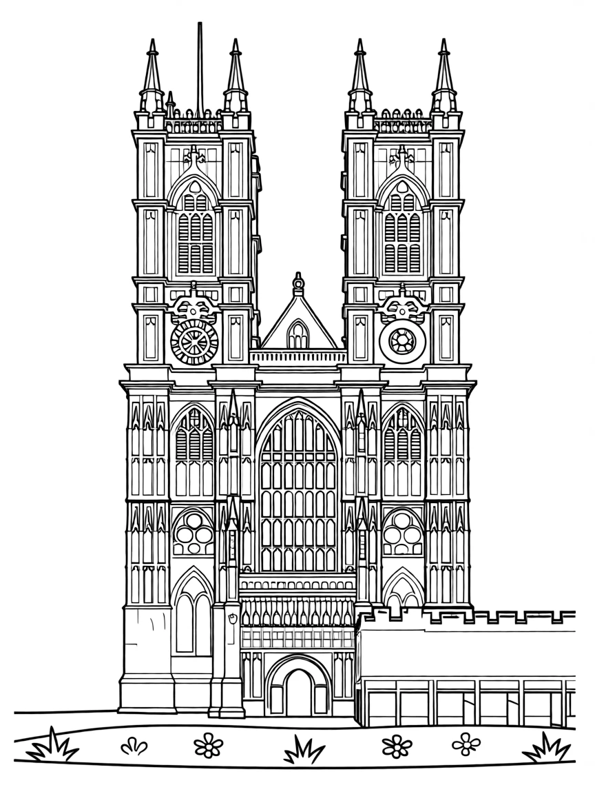(UK, United Kingdom) Westminster Abbey with twin western towers