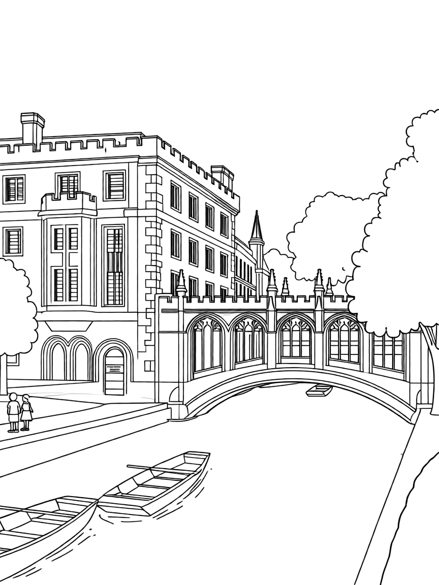 (UK, United Kingdom) St. (UK, United Kingdom) John's College Cambridge with Bridge of Sighs