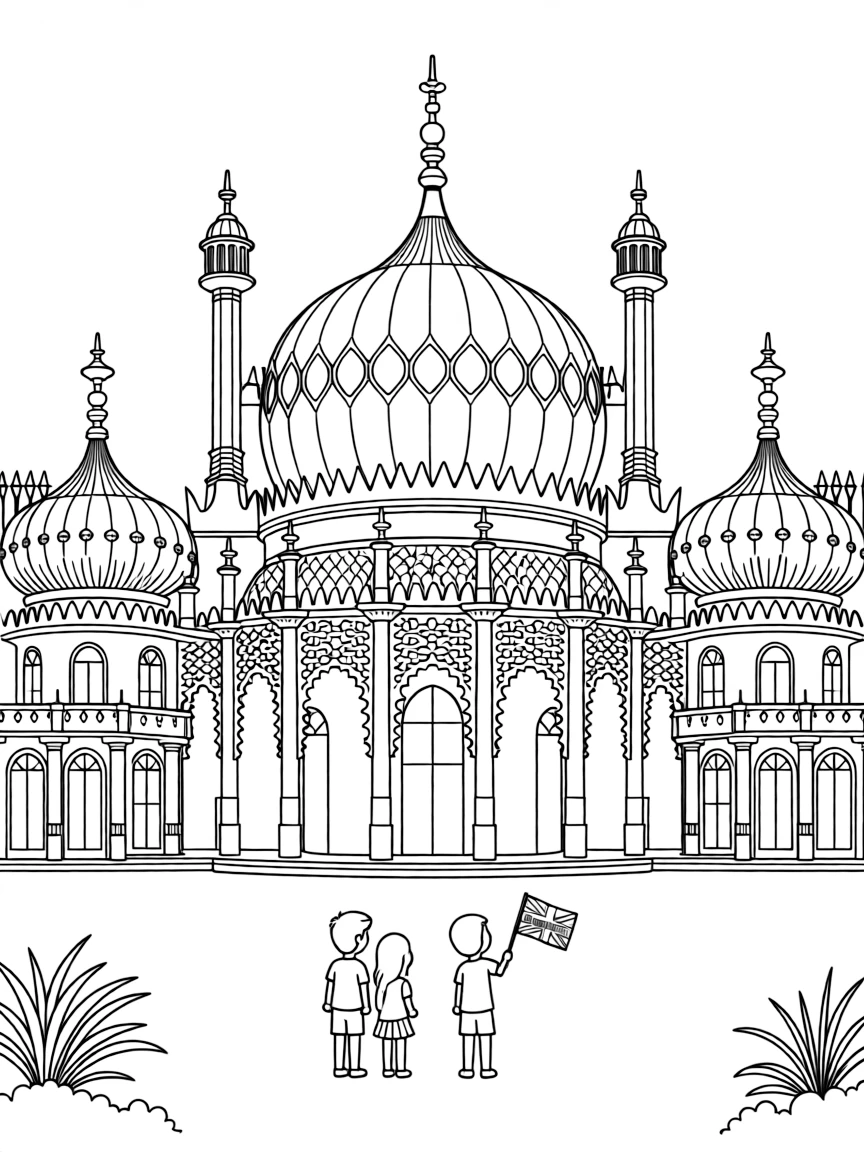 (UK, United Kingdom) Royal Pavilion Brighton with onion domes