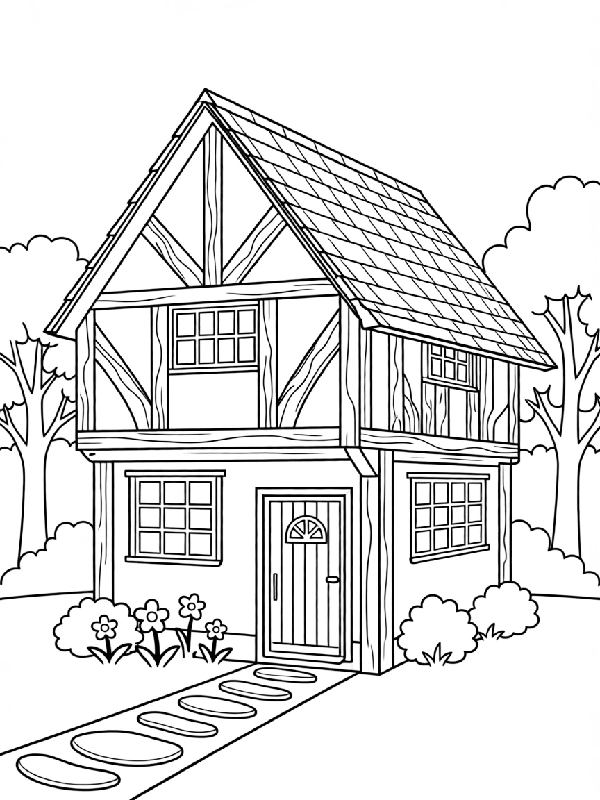 (UK, United Kingdom) Tudor house with timber framing