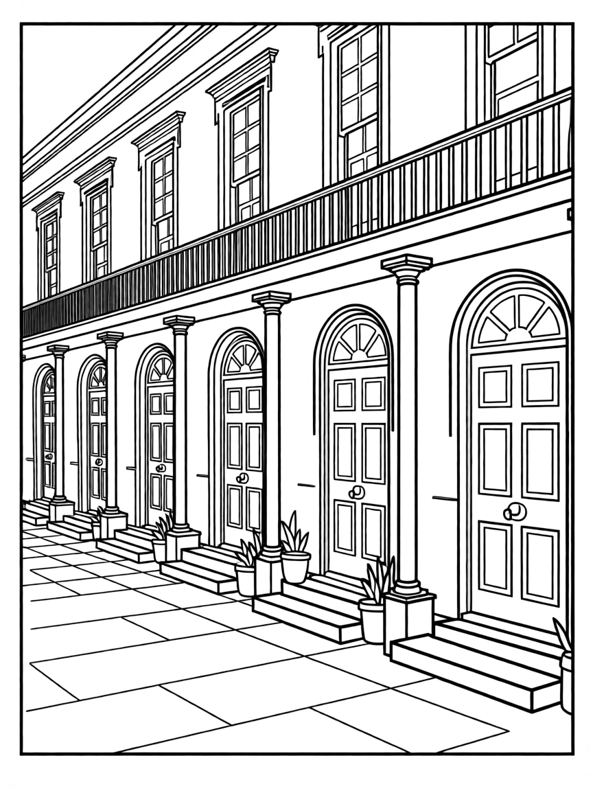(UK, United Kingdom) Georgian terrace with elegant doorways