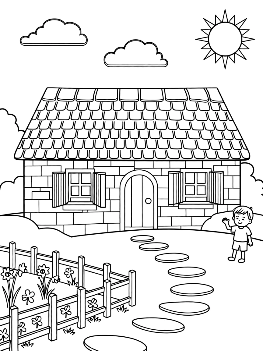 (UK, United Kingdom) Welsh longhouse with slate roof