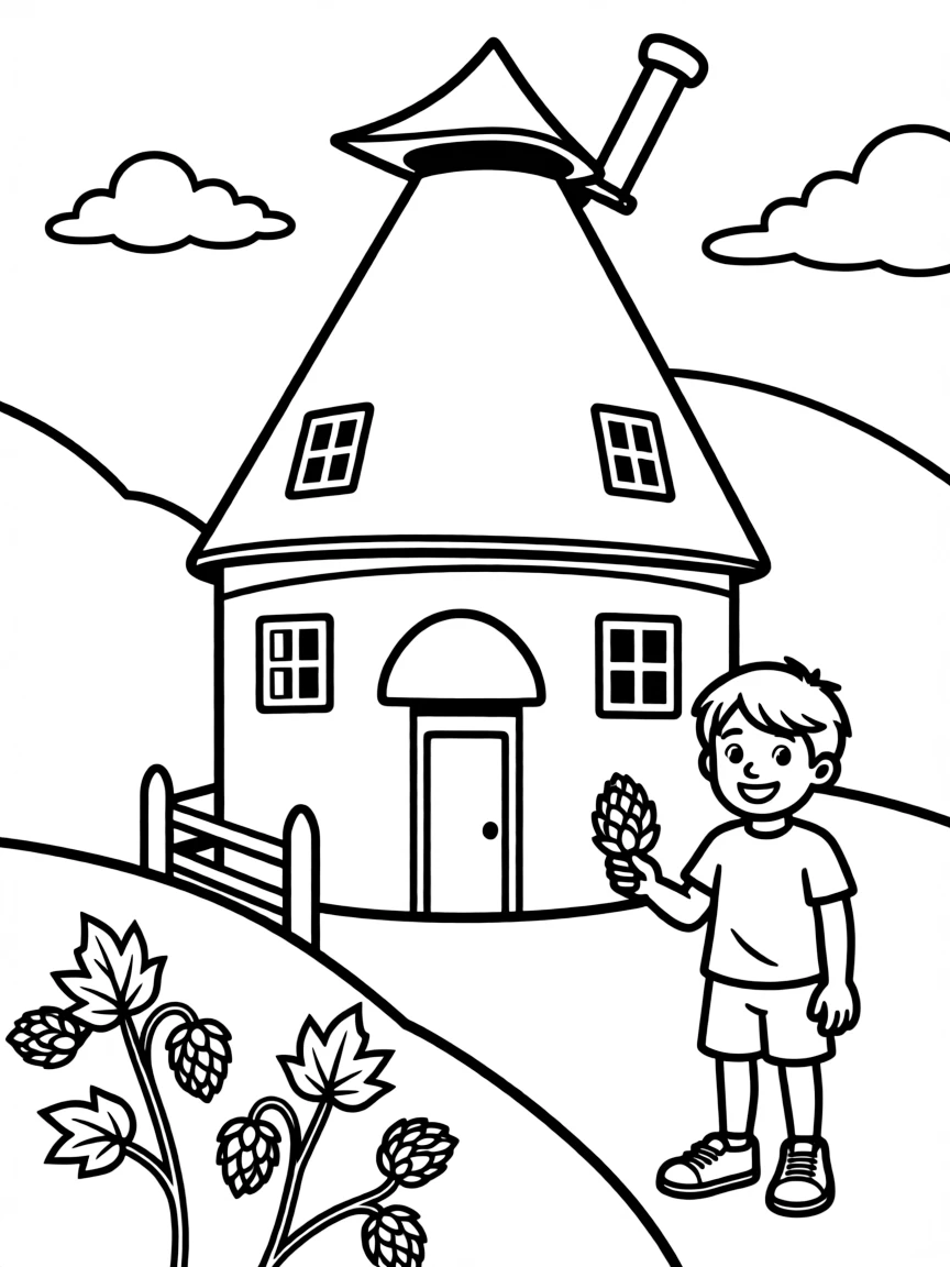 (UK, United Kingdom) Oast house with distinctive cone roof