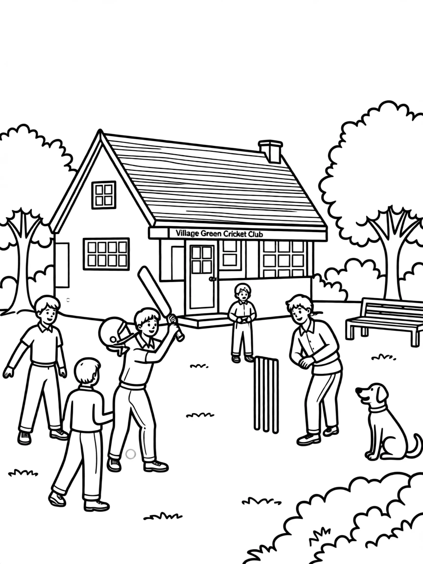 (UK, United Kingdom) Village green with cricket pavilion