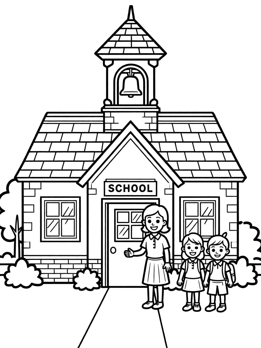 (UK, United Kingdom) School house with bell tower