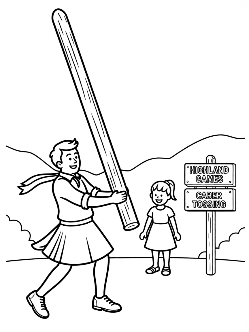 (UK, United Kingdom) Highland Games caber tossing