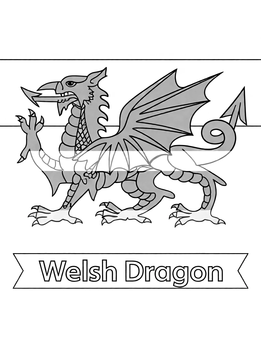 (UK, United Kingdom) Welsh Dragon flag with red dragon