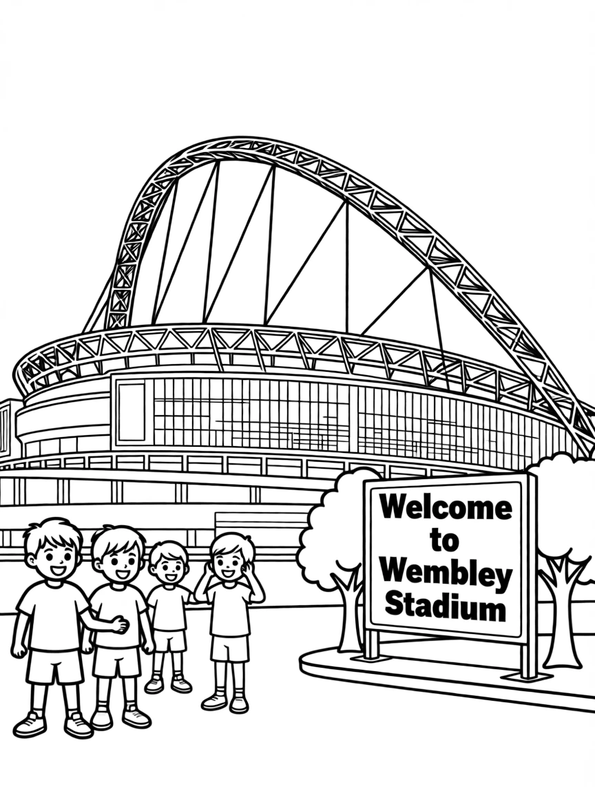 (UK, United Kingdom) Wembley Stadium with distinctive arch