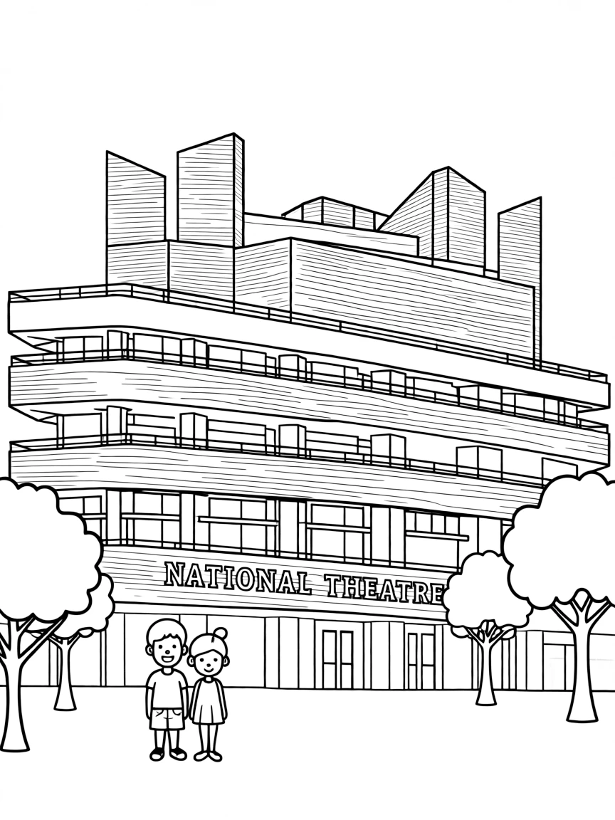 (UK, United Kingdom) National Theatre with brutalist architecture