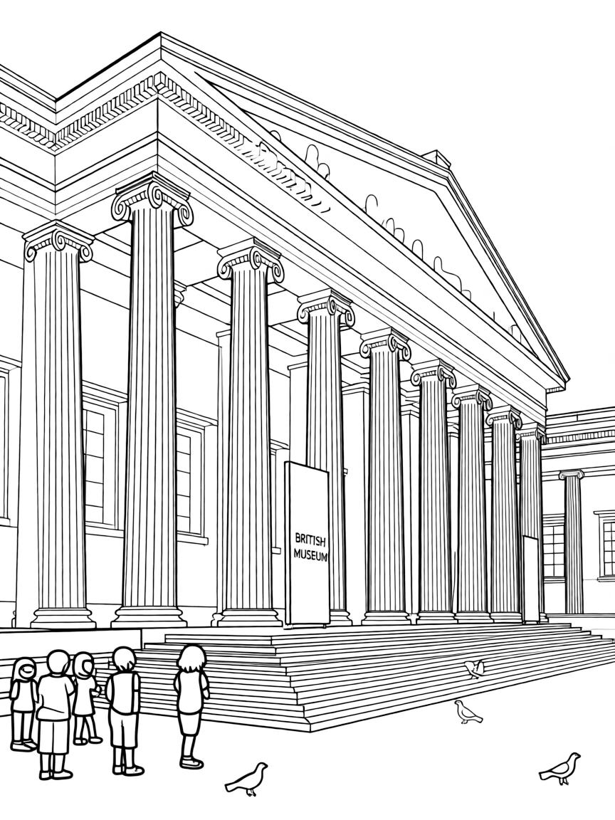 (UK, United Kingdom) British Museum with classical columns