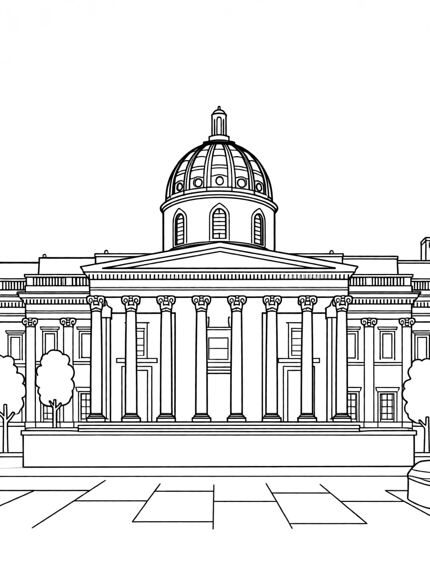 (UK, United Kingdom) National Gallery with dome and portico