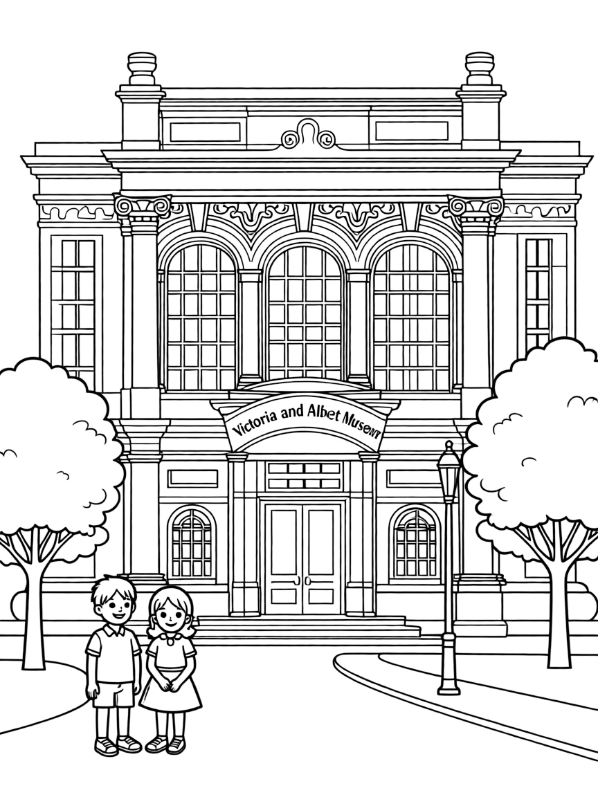 (UK, United Kingdom) Victoria and Albert Museum with ornate facade