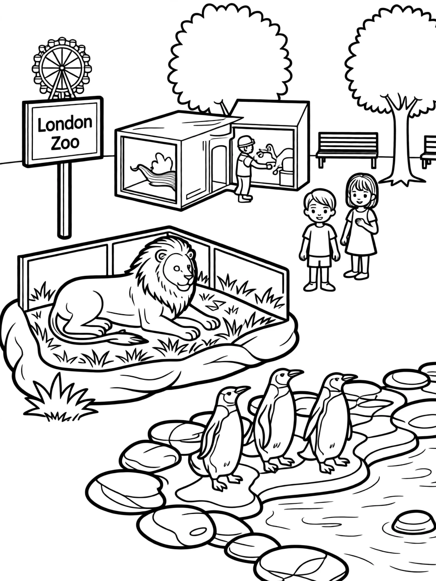 (UK, United Kingdom) London Zoo with animal enclosures