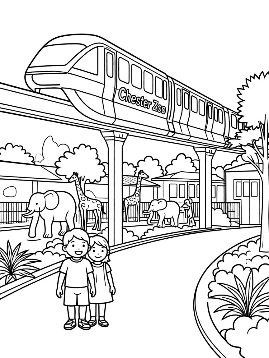 (UK, United Kingdom) Chester Zoo with monorail