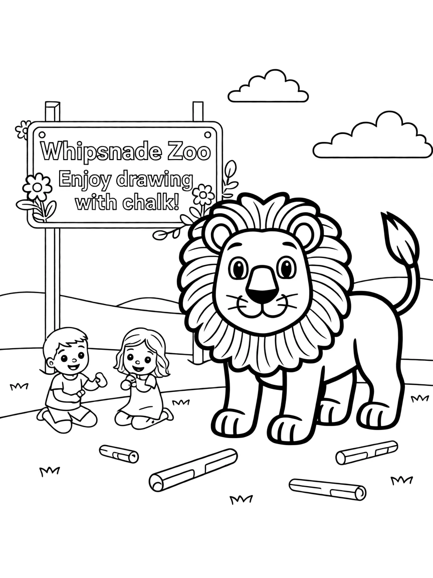 (UK, United Kingdom) Whipsnade Zoo with chalk lion